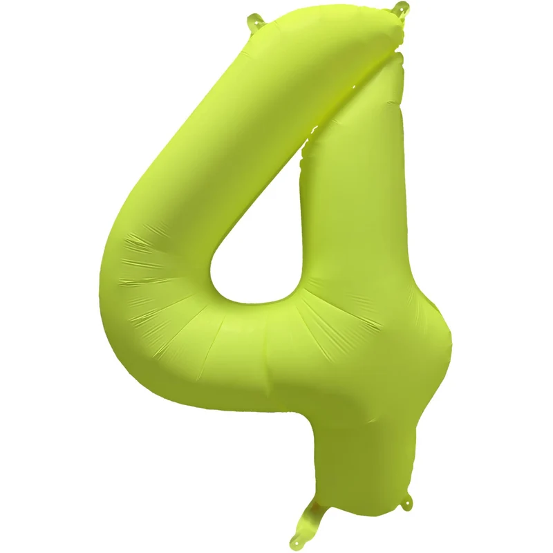 Cijferballon - NEON geel - cijfer 4 - 86 cm