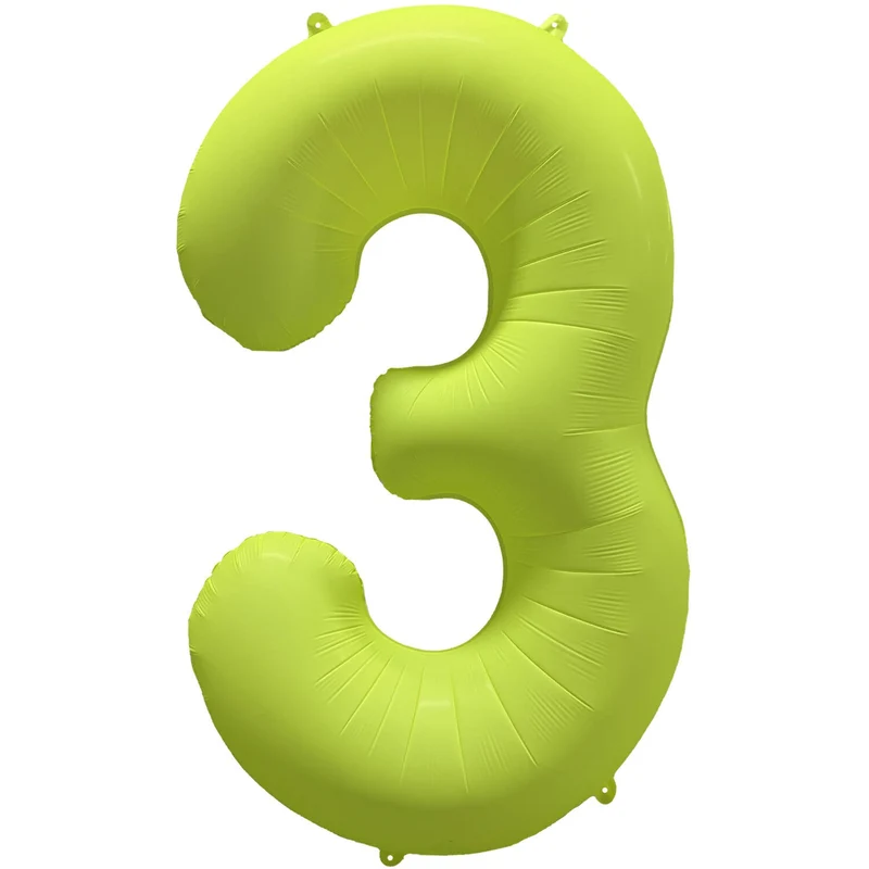 Cijferballon - NEON geel - cijfer 3 - 86 cm