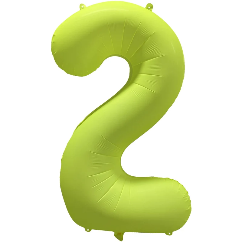 Cijferballon - NEON geel - cijfer 2 - 86 cm