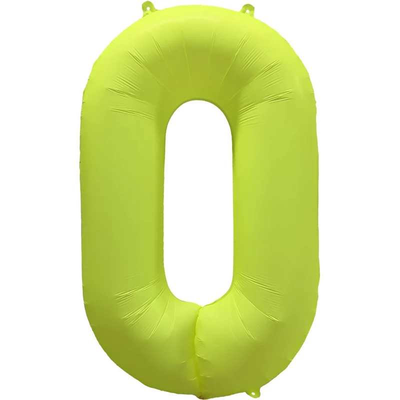 Cijferballon - NEON geel - cijfer 0 - 86 cm