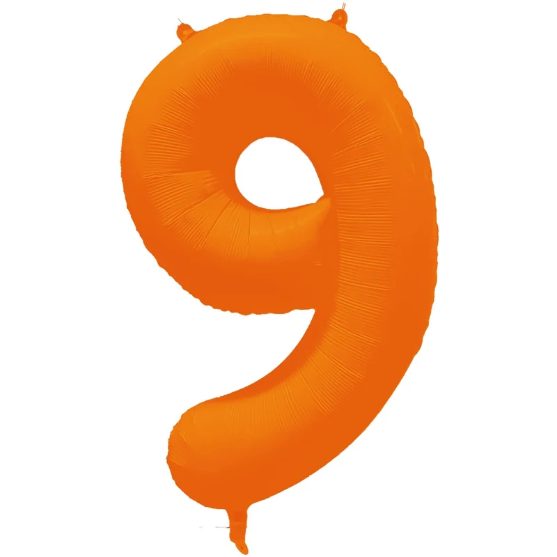 Cijferballon - NEON oranje - cijfer 9 - 86 cm