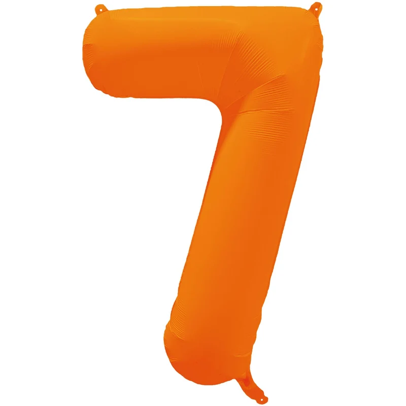 Cijferballon - NEON oranje - cijfer 7 - 86 cm