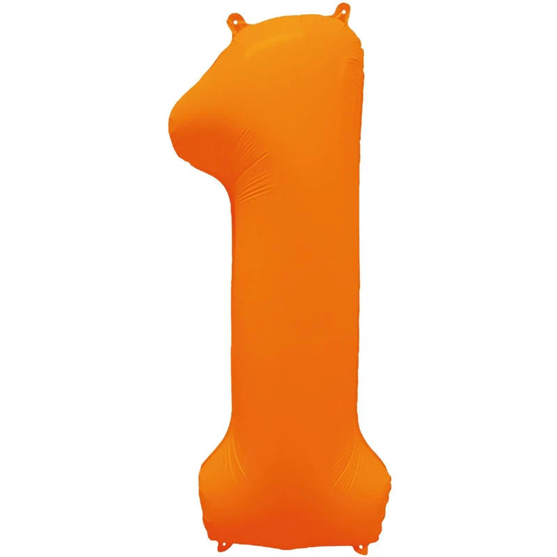 Cijferballon - NEON oranje - cijfer 1 - 86 cm