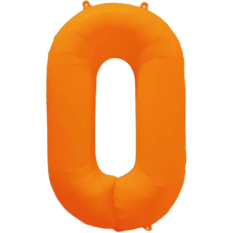 Cijferballon - NEON oranje - cijfer 0 - 86 cm