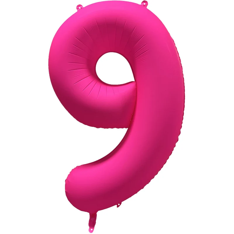Cijferballon - NEON roze - cijfer 9 - 86 cm
