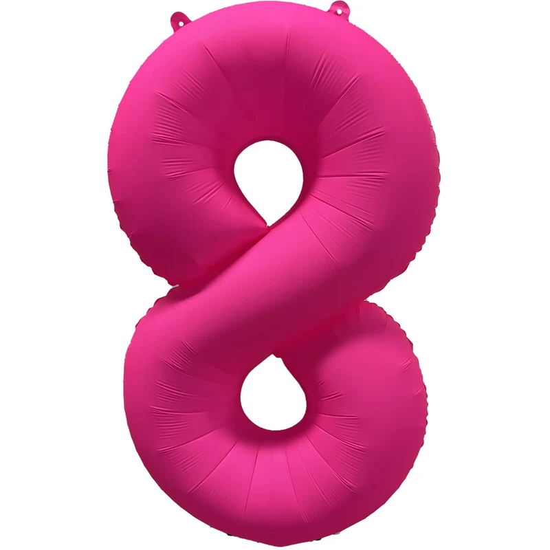 Cijferballon - NEON roze - cijfer 8 - 86 cm