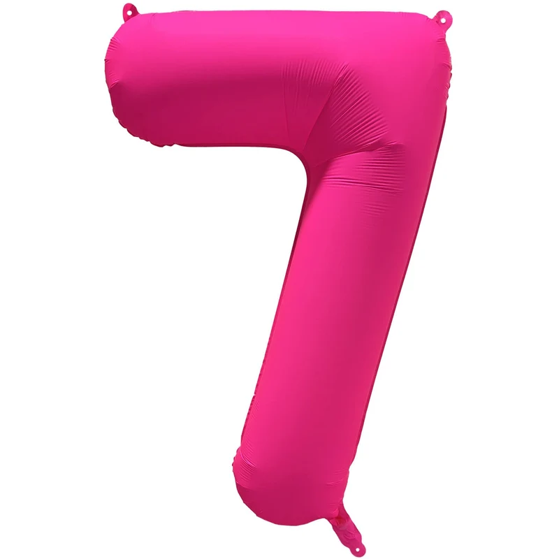 Cijferballon - NEON roze - cijfer 7 - 86 cm