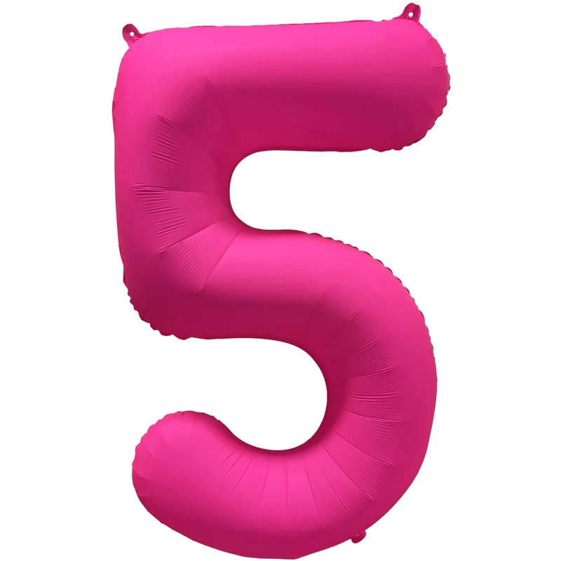 Cijferballon - NEON roze - cijfer 5 - 86 cm