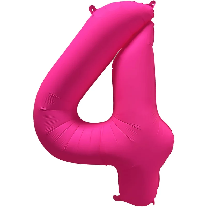 Cijferballon - NEON roze - cijfer 4 - 86 cm