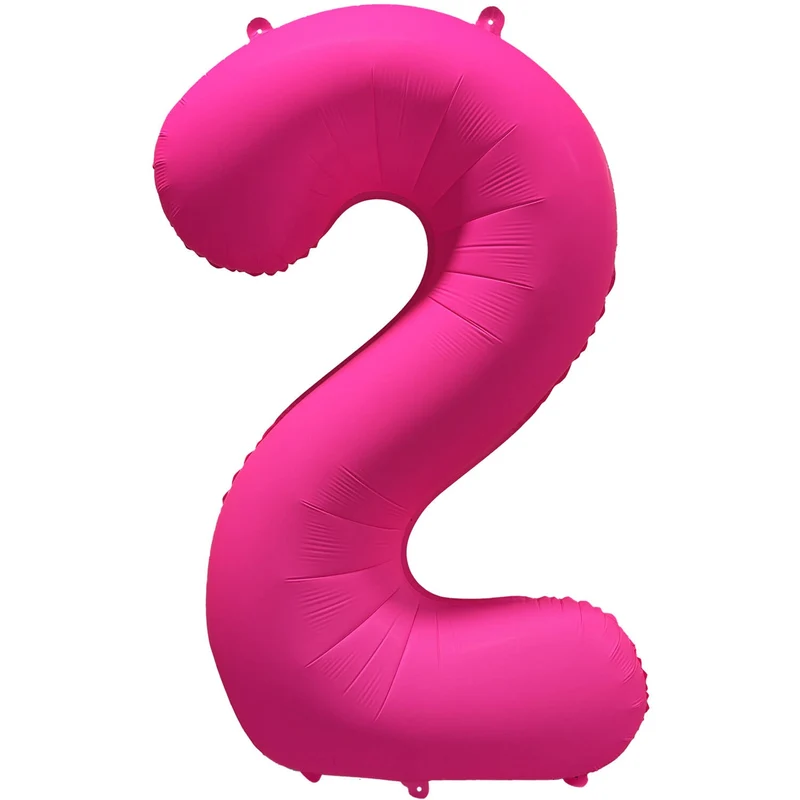 Cijferballon - NEON roze - cijfer 2 - 86 cm