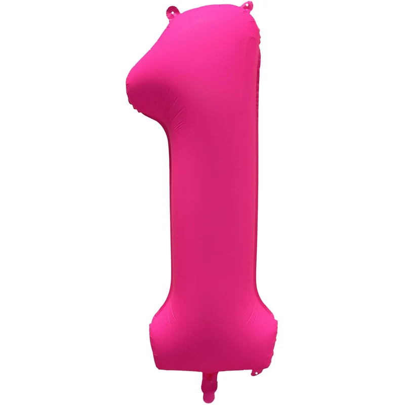 Cijferballon - NEON roze - cijfer 1 - 86 cm