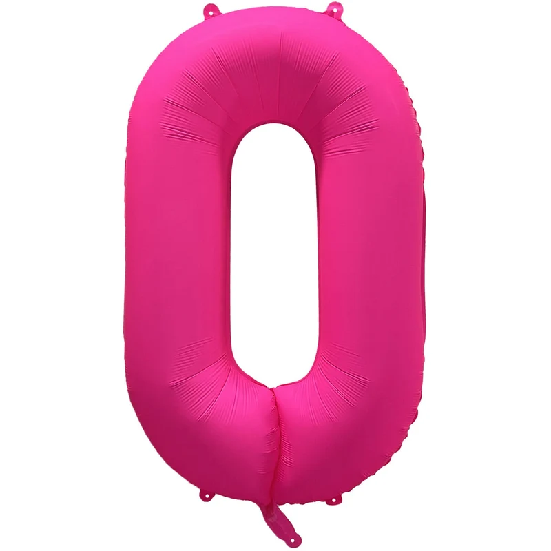 Cijferballon - NEON roze - cijfer 0 - 86 cm