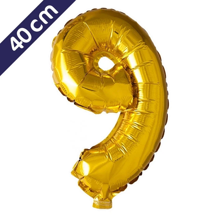 Cijferballon - goud - cijfer 9 - 40 cm