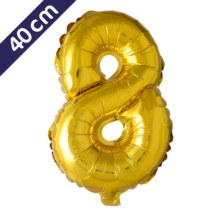 Cijferballon - goud - cijfer 8 - 40 cm