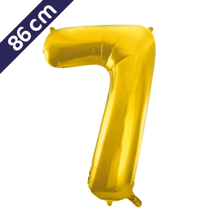Cijferballon - goud - cijfer 7 - 86 cm