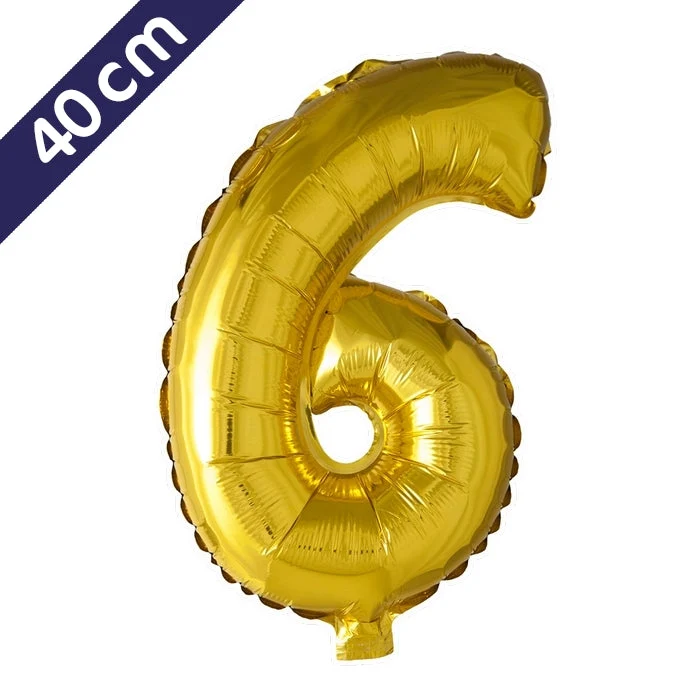Cijferballon - goud - cijfer 6 - 40 cm