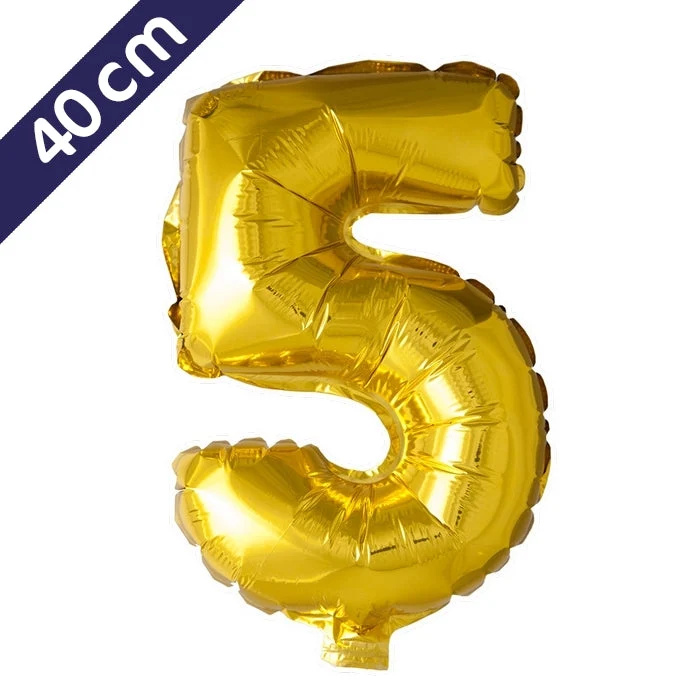 Cijferballon - goud - cijfer 5 - 40 cm