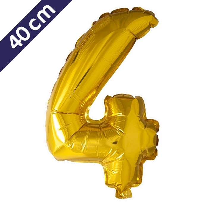 Cijferballon - goud - cijfer 4 - 40 cm
