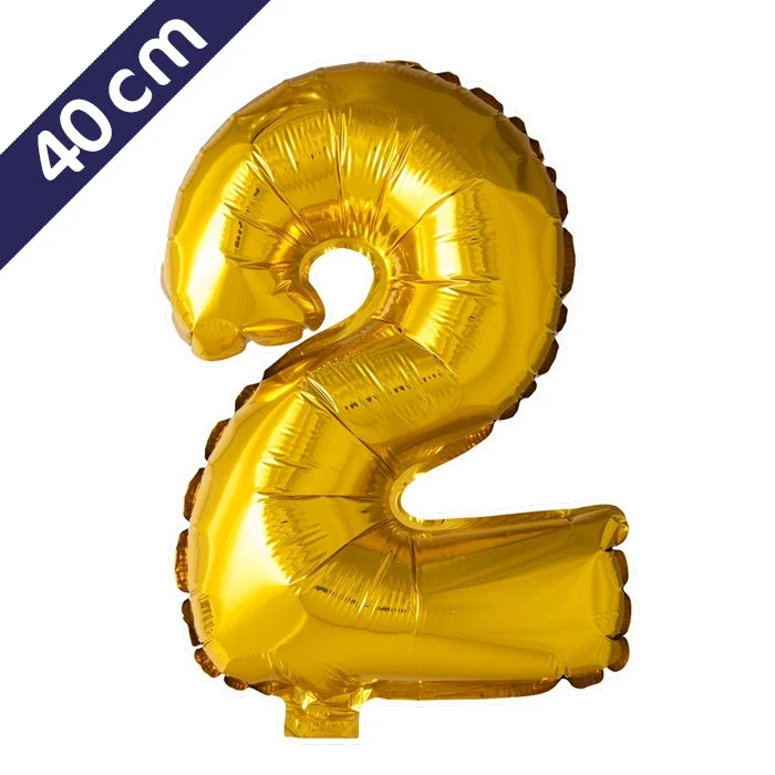 Cijferballon - goud - cijfer 2 - 40 cm