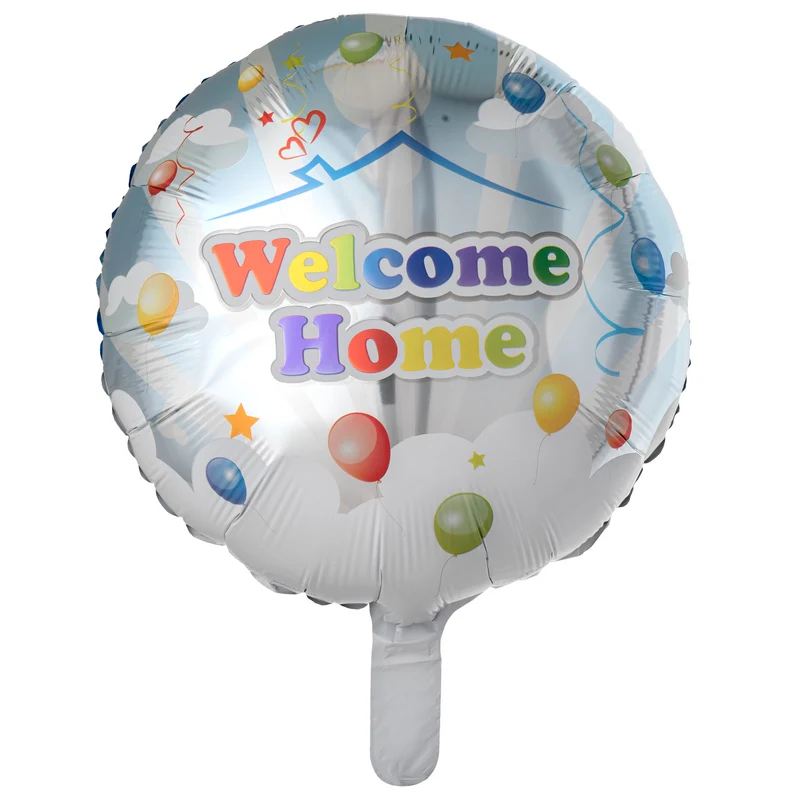 Folieballon Welcome Home 46 cm blauw met wolken