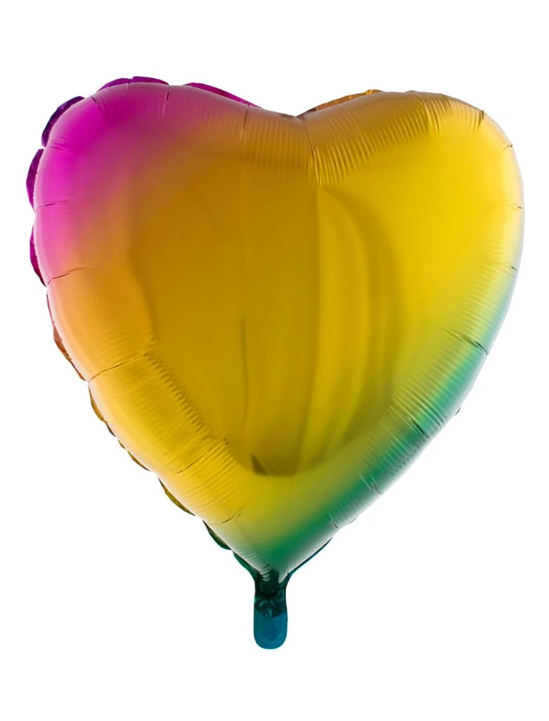 Folieballon hart regenboog met kleurverloop 80,5 cm