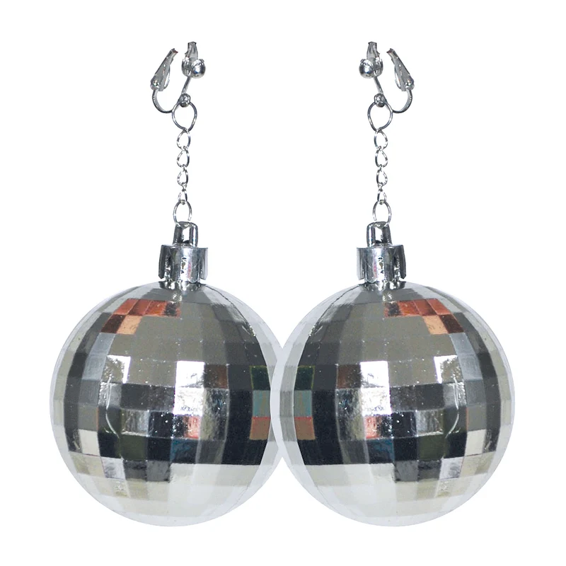 Discobal oorbellen zilver met clipsluiting