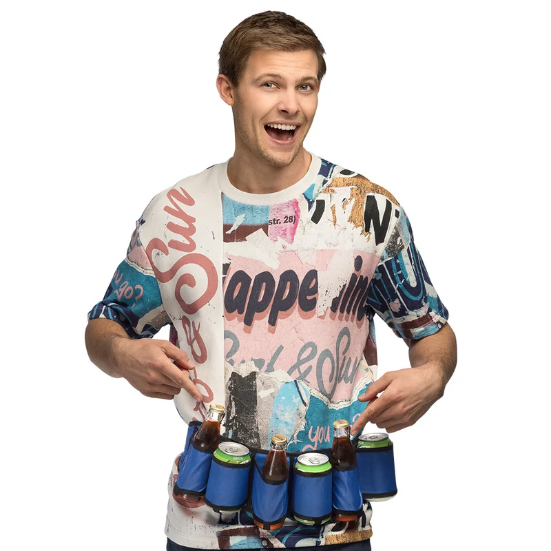 Party drinkgordel blauw met zes houders heren