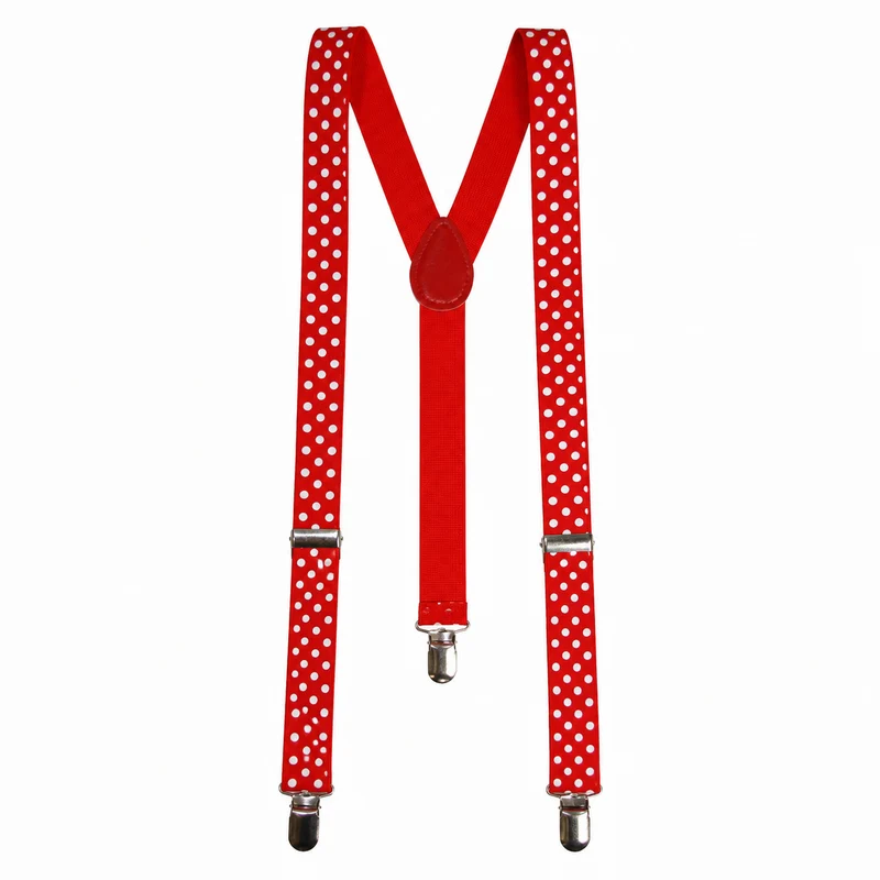 Bretels rood met witte stippen Y-model dames en heren