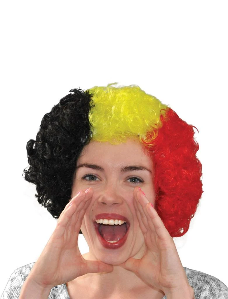 Pruik België zwart geel rood met krullen
