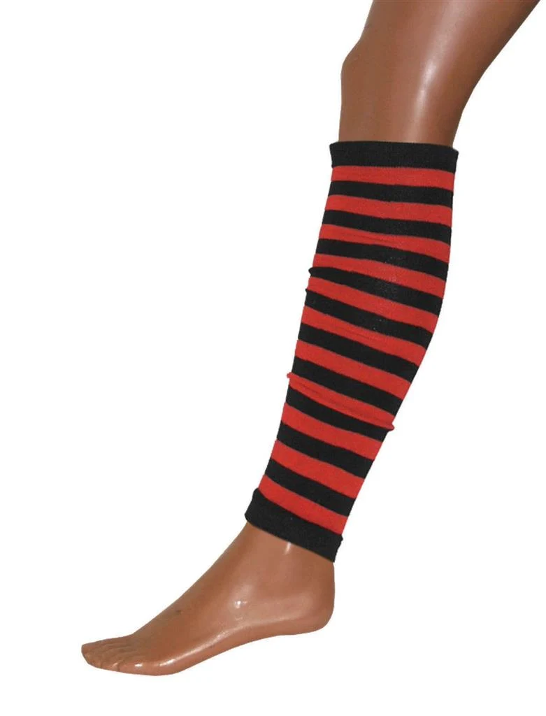 Beenwarmers rood zwart gestreept 50 cm dames en heren