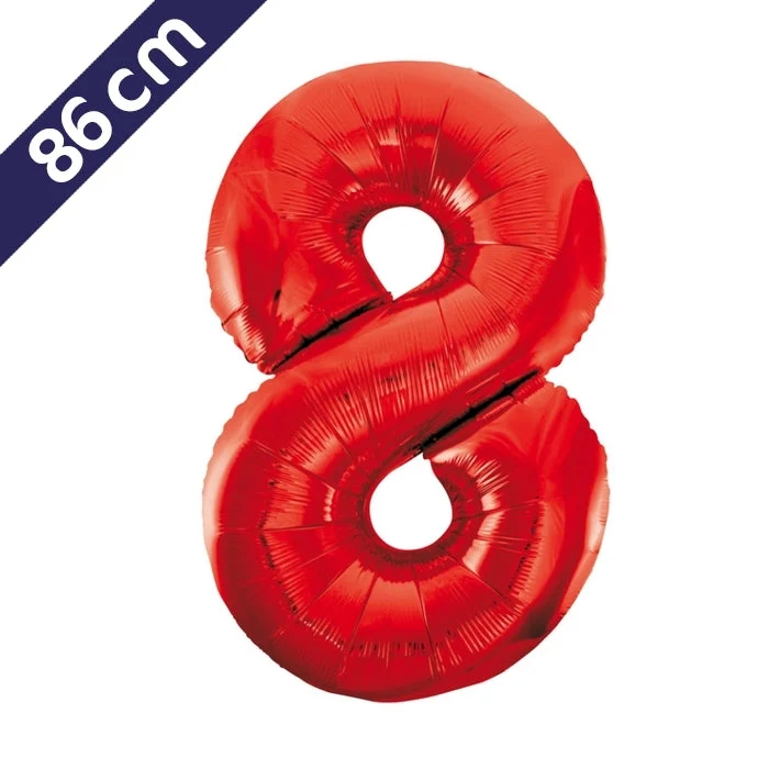 Cijferballon - rood - cijfer 8 - 86 cm