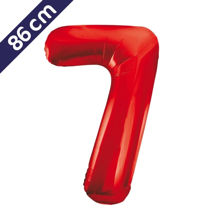 Cijferballon - rood - cijfer 7 - 86 cm