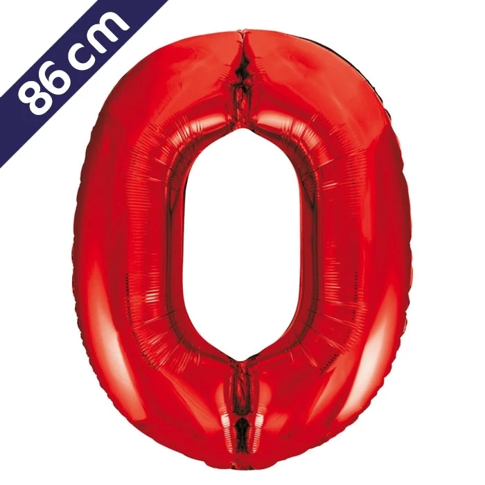 Cijferballon - rood - cijfer 0 - 86 cm