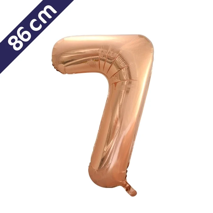 Cijferballon - roségoud - cijfer 7 - 86 cm