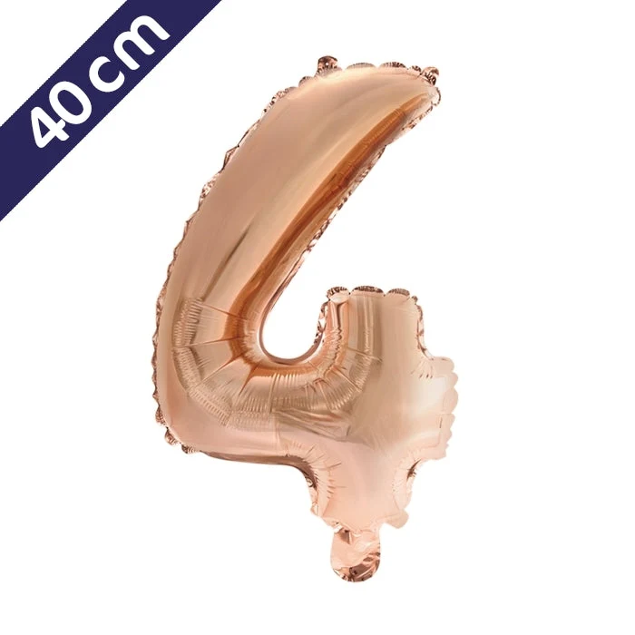 Cijferballon - roségoud - cijfer 4 - 40 cm