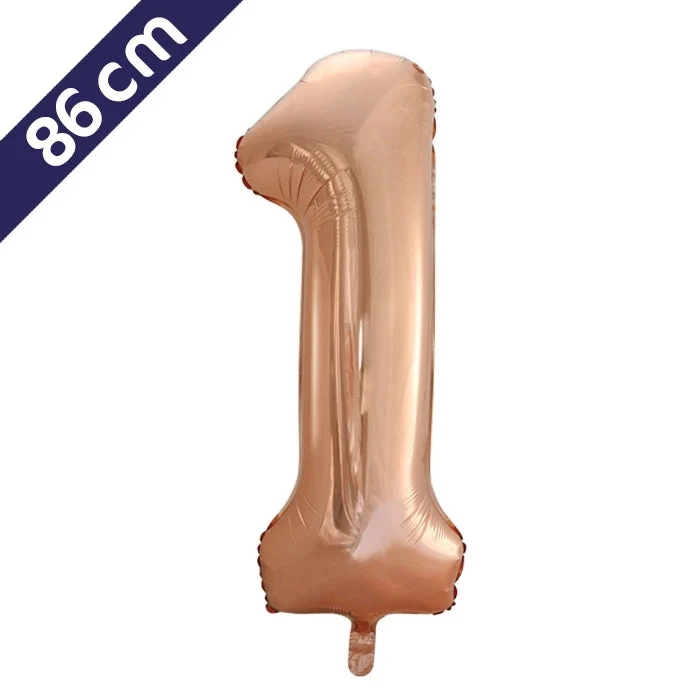 Cijferballon - roségoud - cijfer 1 - 86 cm