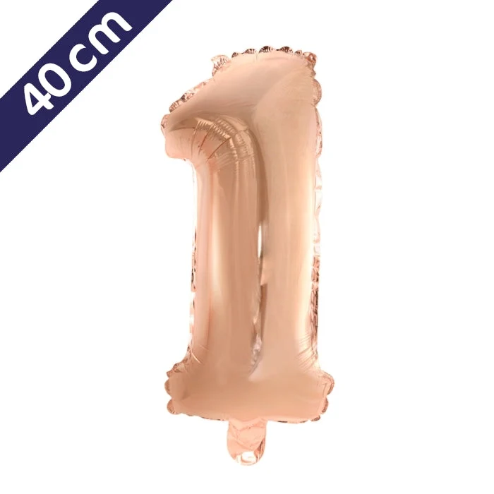 Cijferballon - roségoud - cijfer 1 - 40 cm