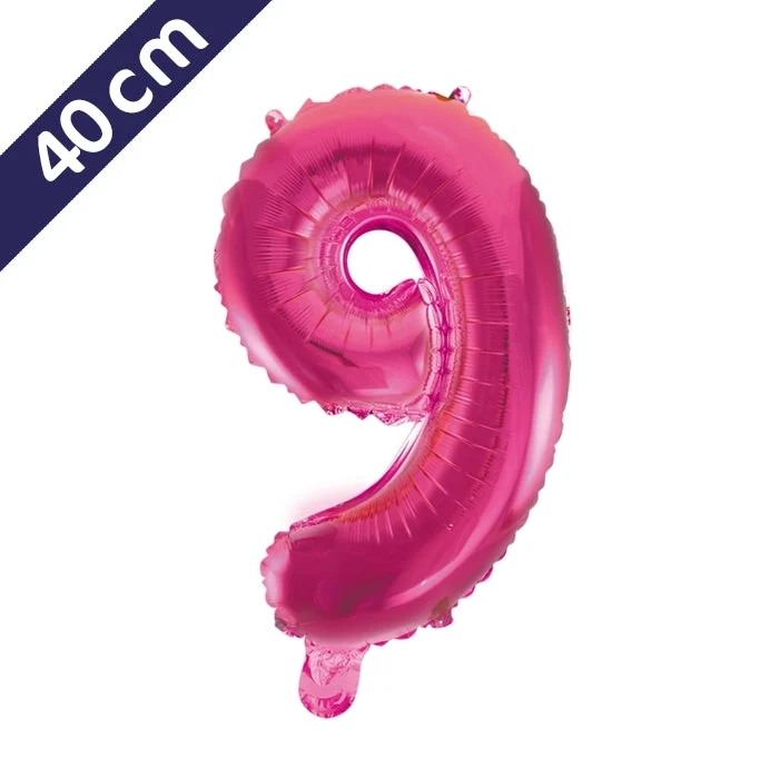 Cijferballon - roze - cijfer 9 - 40 cm