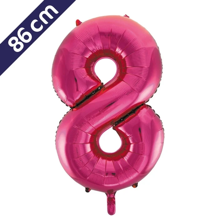 Cijferballon - roze - cijfer 8 - 86 cm