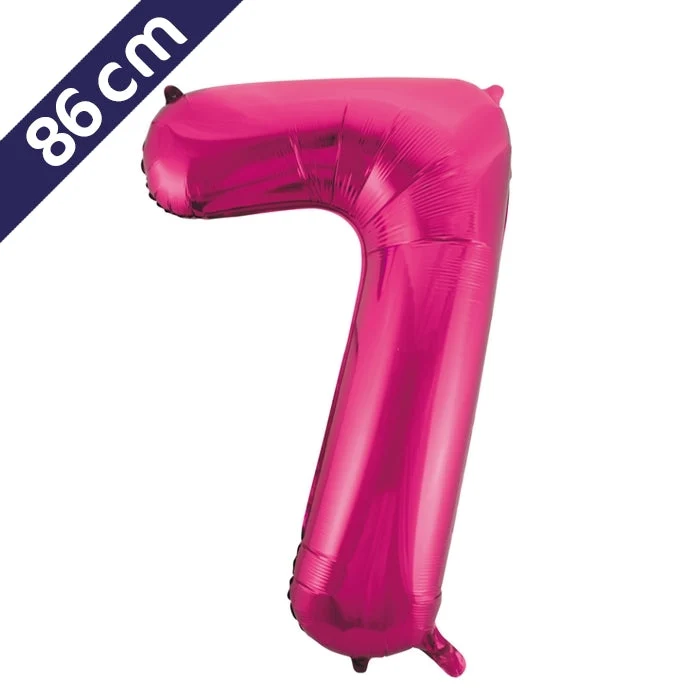 Cijferballon - roze - cijfer 7 - 86 cm