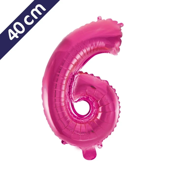 Cijferballon - roze - cijfer 6 - 40 cm