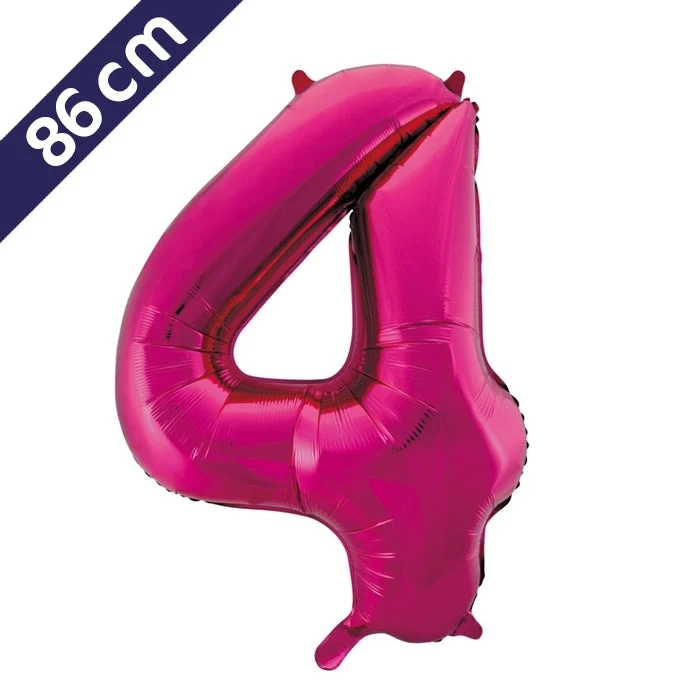 Cijferballon - roze - cijfer 4 - 86 cm
