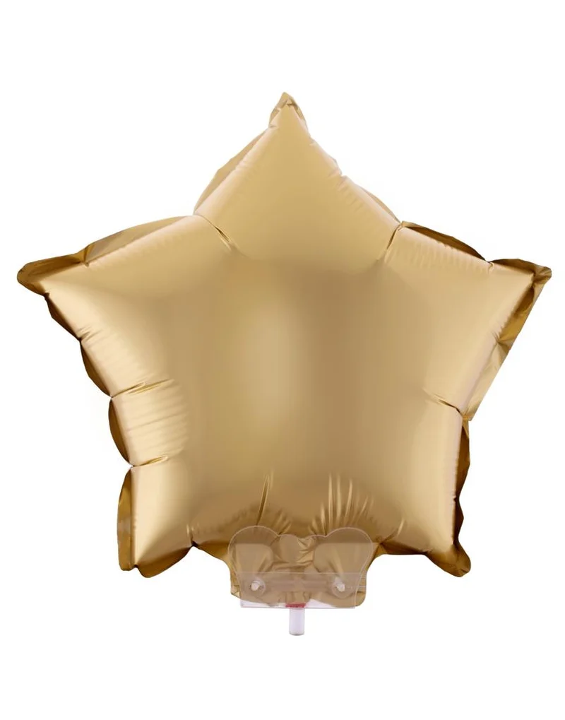 Folieballon ster goud met stokje 28 x 28 cm