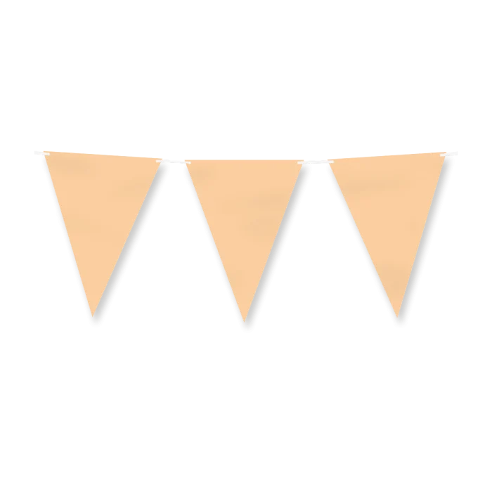Papieren vlaggenlijn / slinger - 6 meter - pastel oranje vlaggetjes