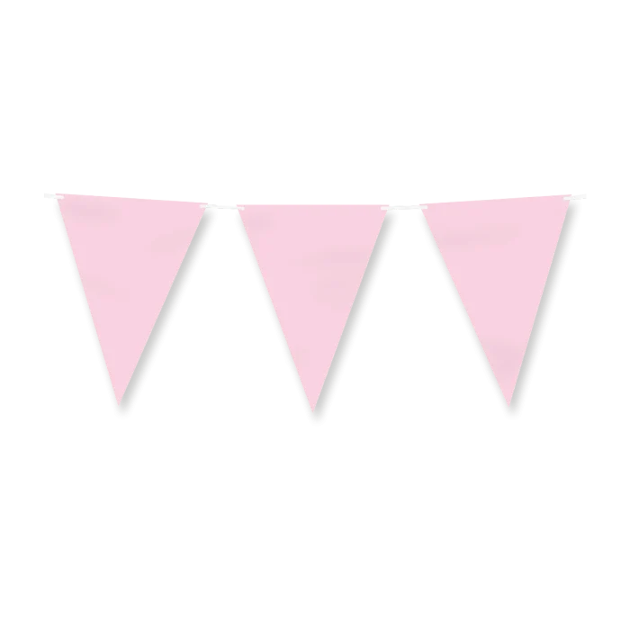 Papieren vlaggenlijn / slinger - 6 meter - pastel licht roze vlaggetjes