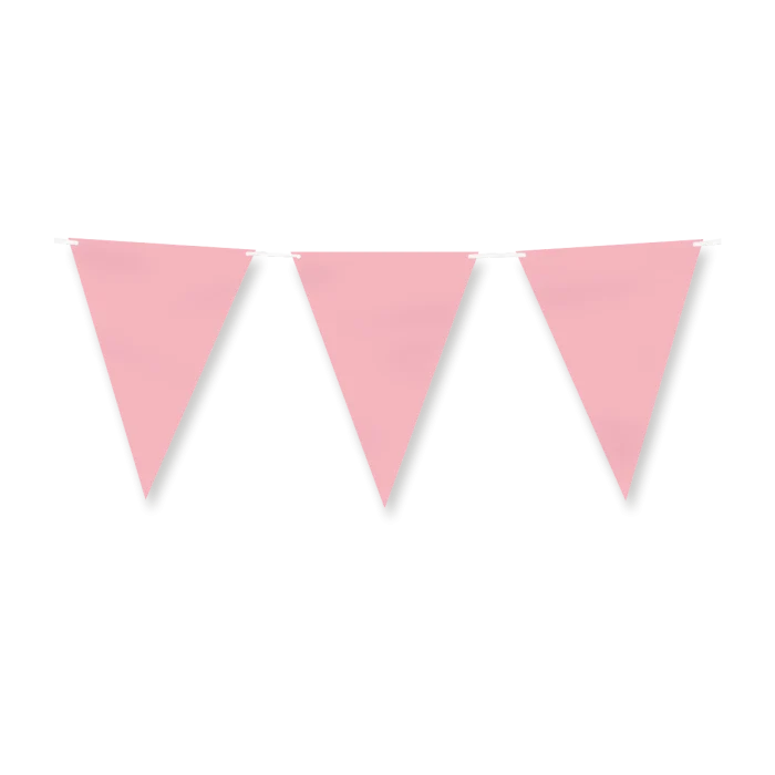 Papieren vlaggenlijn / slinger - 6 meter - pastel roze vlaggetjes
