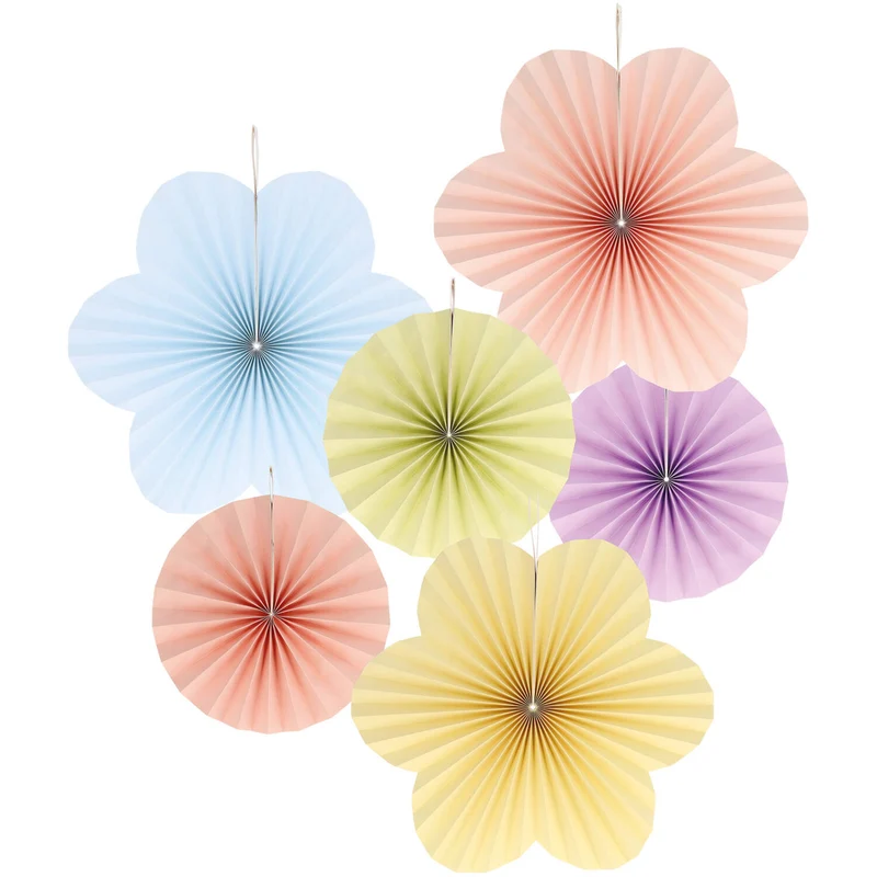 Papieren pastel waaiers - 6 stuks