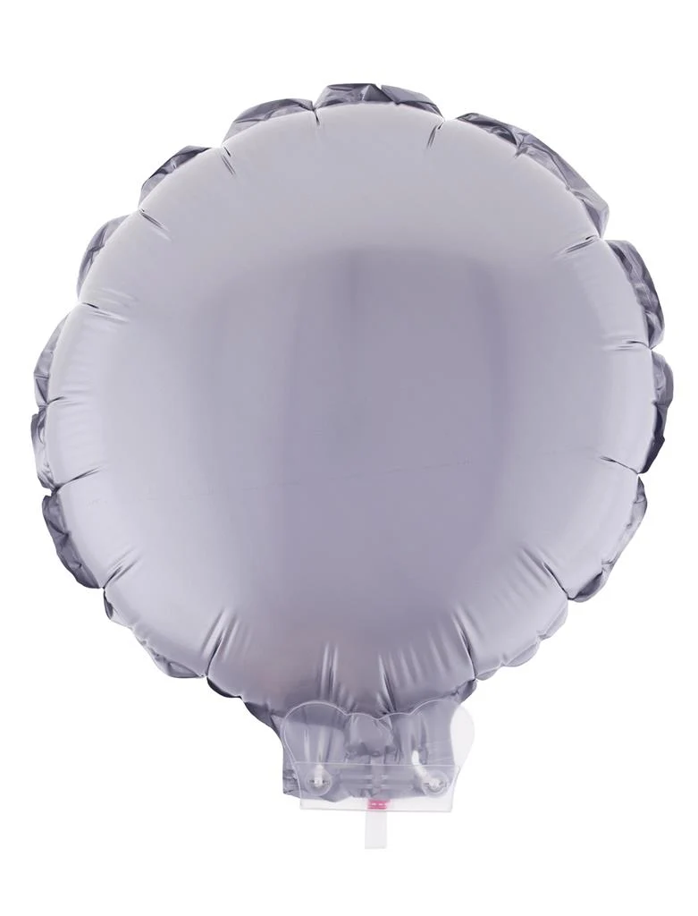 Folieballon rond zilver met stokje 28 x 28 cm