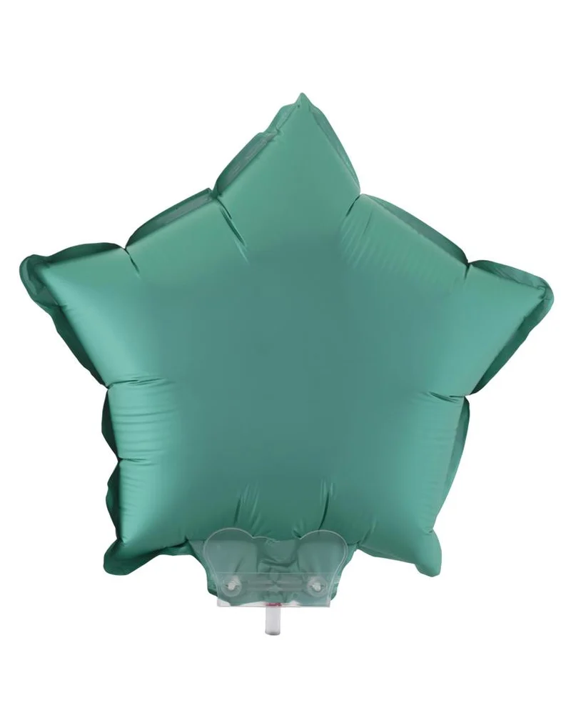 Folieballon ster groen met stokje 28 cm