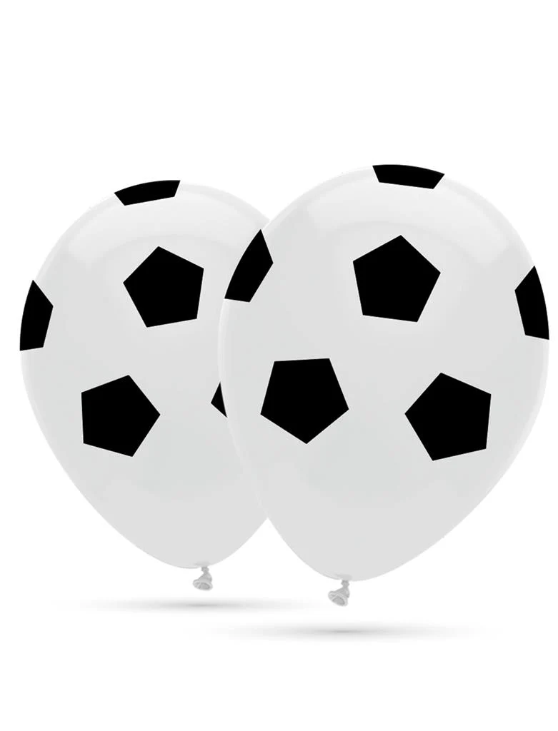Voetbal ballonnen wit met zwarte vlakken 12 stuks